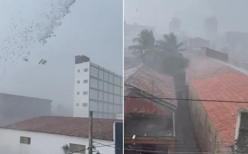 Tempestade em Itaporanga: Chuvas intensas e ventania causam estragos na cidade durante a tarde desta terça-feira (26); veja vídeo