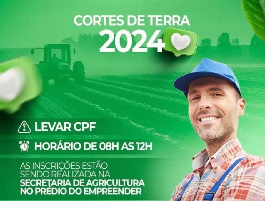 Município de Condado anuncia prorrogação do prazo para cadastro no Programa de Corte de Terra em 2024 até 15 de janeiro