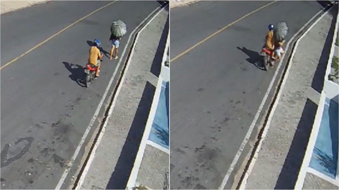 Vídeo mostra momento em que mulher é atropelada em plena via pública na cidade de Mãe d'Água; confira