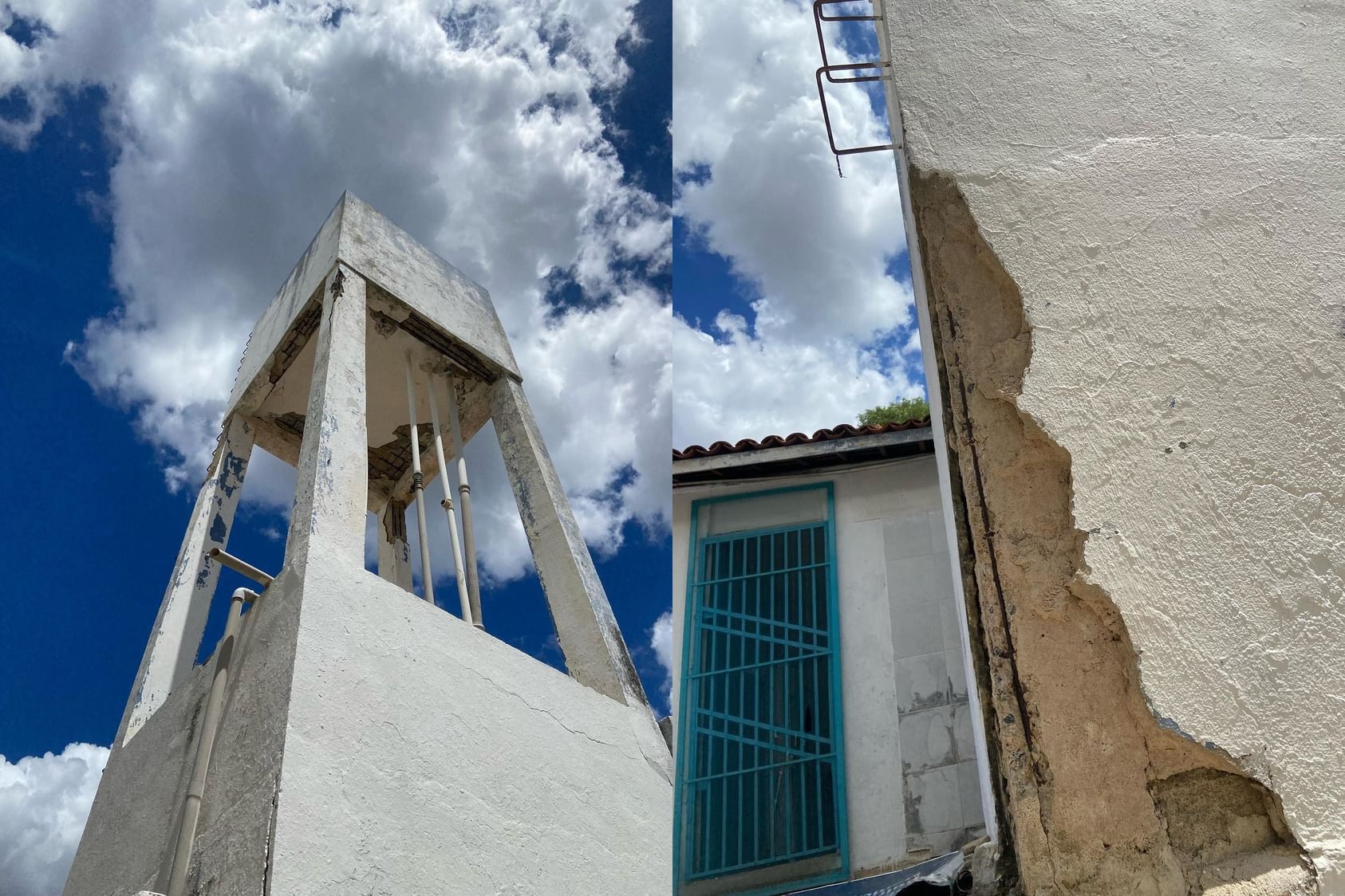 Internauta relata preocupação com caixa d’água no bairro do Jatobá, que estaria com risco de desabar; prefeitura esclarece que equipamento pertence ao Estado e deve ser demolido