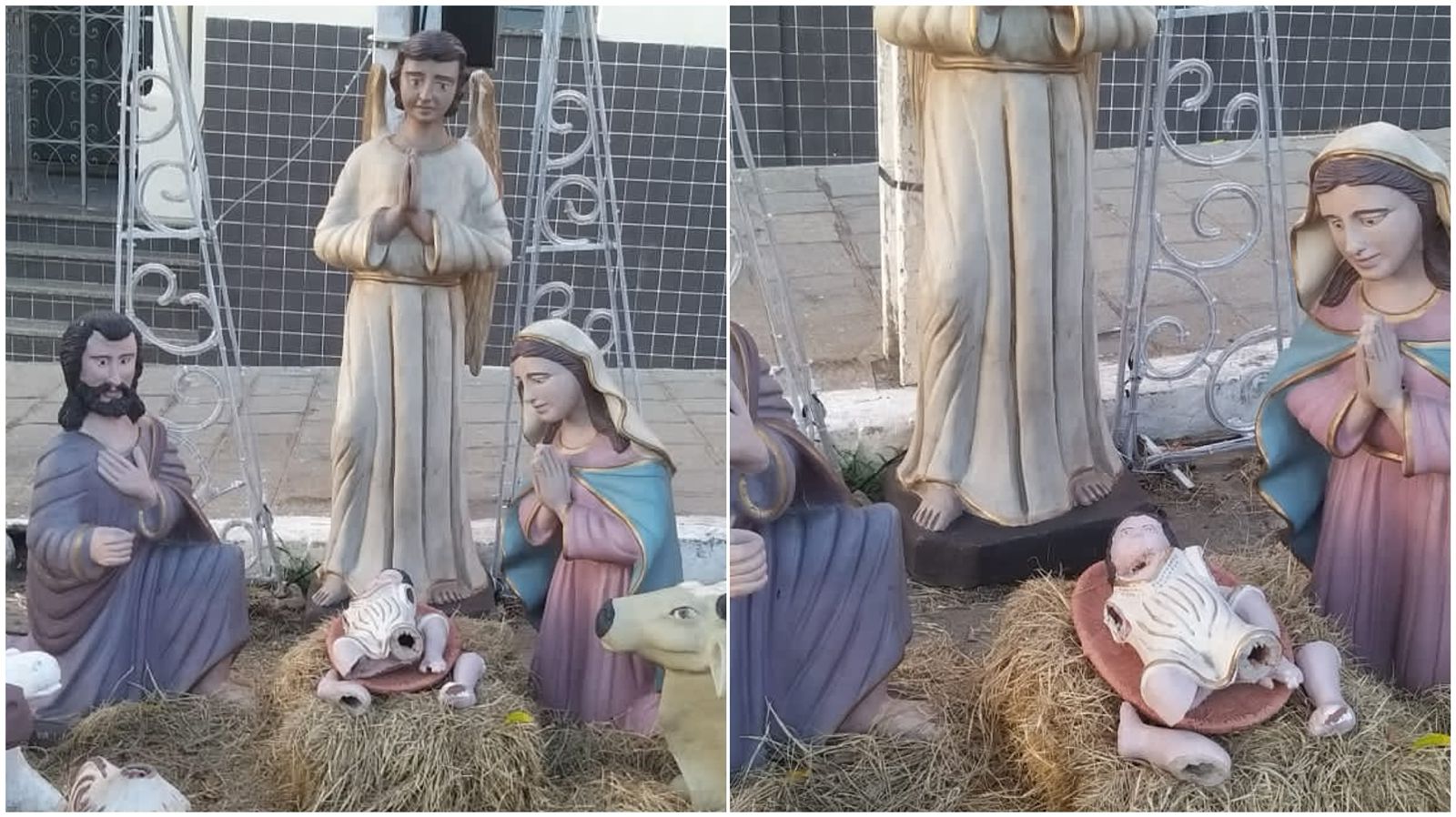 Imagem do menino Jesus é despedaçada na praça Edvaldo Mota e ação revolta alguns patoenses