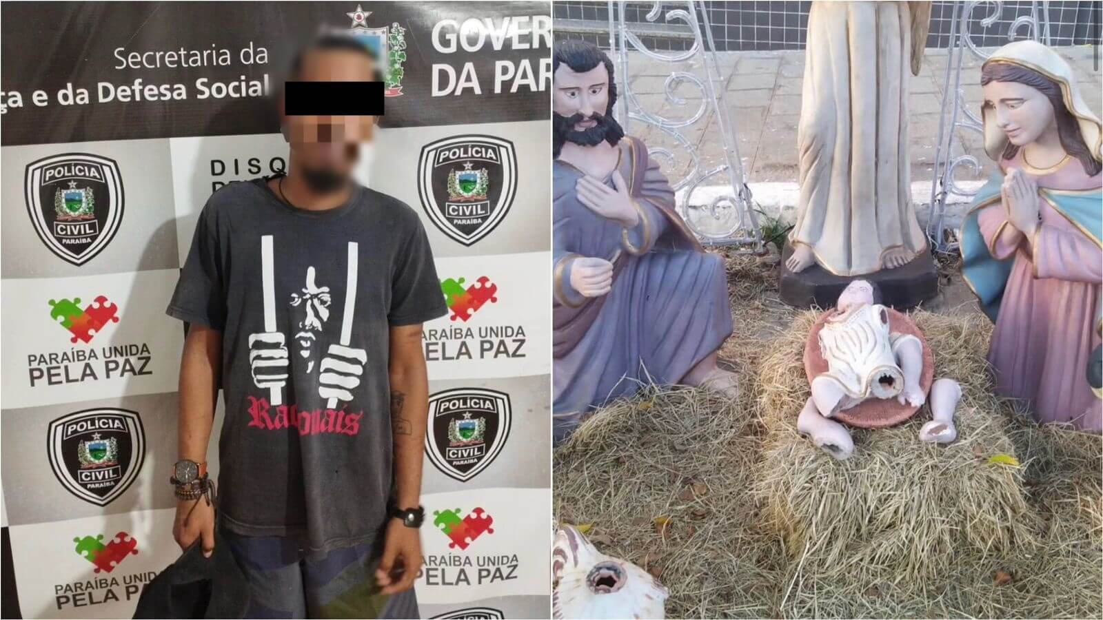 DRF age rápido e prende suspeito de vandalismo em presépio do Menino Jesus, em Patos