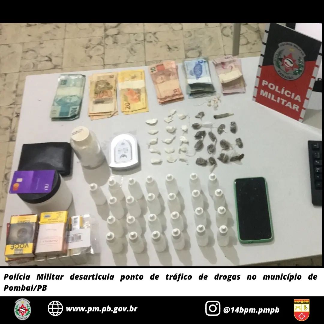 Polícia Militar desarticula ponto de tráfico de drogas no município de Pombal