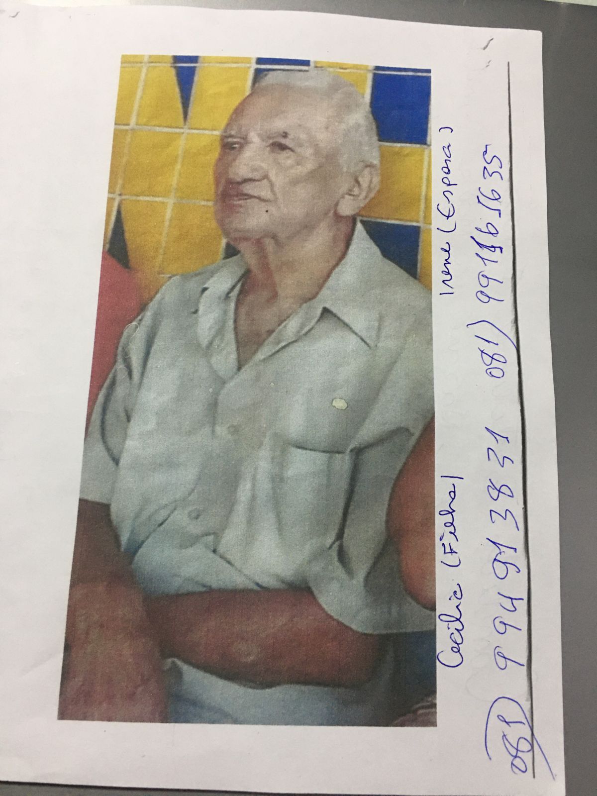 Família procura idoso de 85 anos natural de Patos e residente no Pernambuco, que está desaparecido há mais de 15 dias após sair de casa em carro