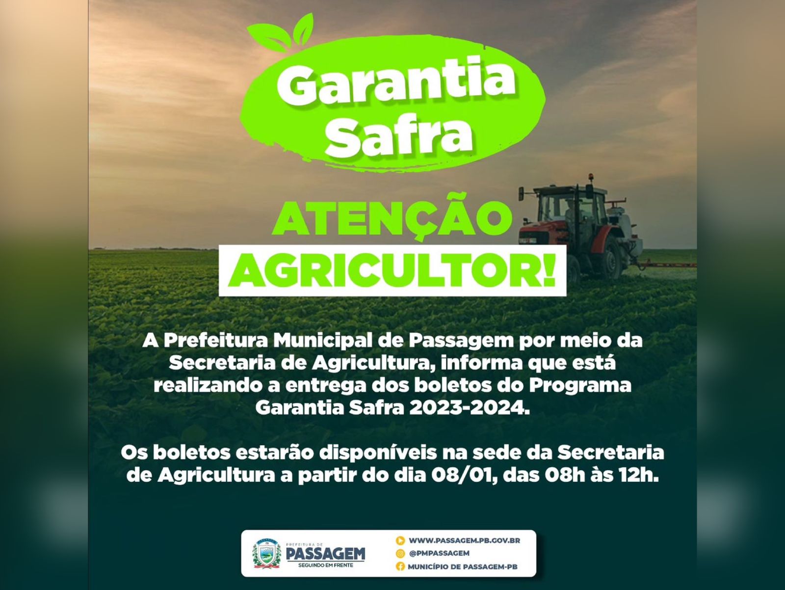 Município de Passagem realiza distribuição de boletos do Garantia-Safra, e reforça o compromisso municipal com agricultores locais