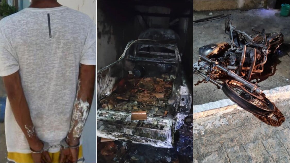 Incêndio em veículos na cidade de Condado teve início após tentativa de furto de gasolina; ladrão sofreu queimaduras