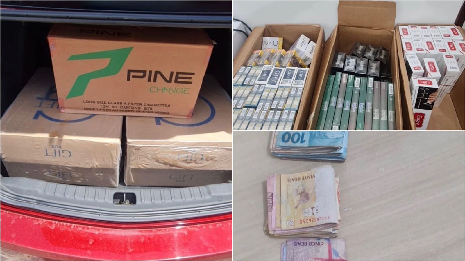 Polícia Militar intercepta carga de cigarros contrabandeados e apreende quase R$ 5 mil em espécie, no Sertão