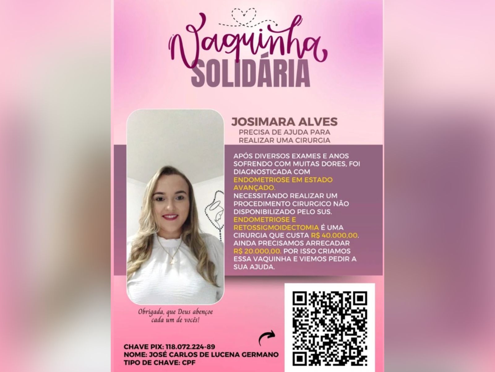 Jovem de Santa Terezinha-PB realiza campanha para custear Cirurgia de Endometriose Avançada; saiba como ajudar