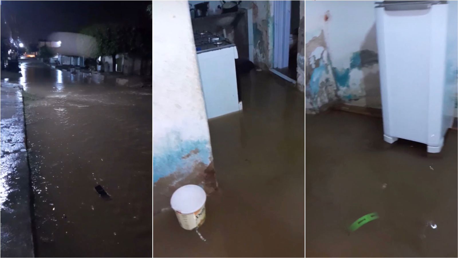 Moradores da Rua Pedro Rosa, no bairro Bivar Olinto, relatam alagamentos e transtornos durante chuva deste sábado (13)