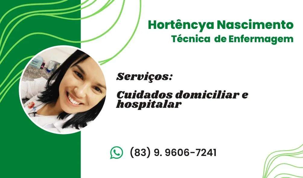 Profissional de Enfermagem com 15 anos de experiência oferece cuidados domiciliares e hospitalares em Patos-PB e região