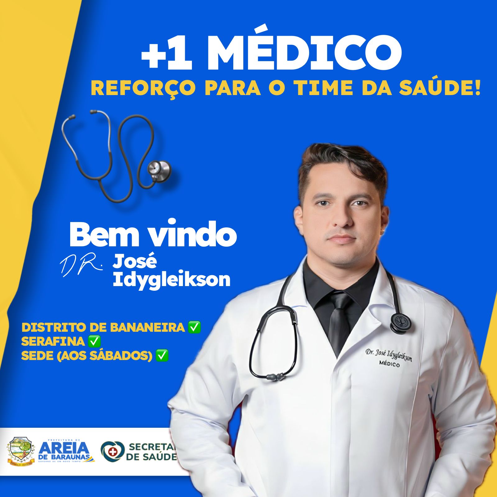 Novo médico reforça atendimento em Areia de Baraúnas