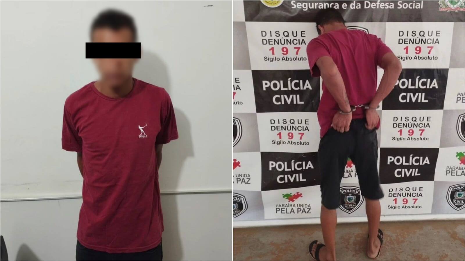 Polícia Civil prende em Patos, jovem de 24 anos sujeito de roubos e com antecedentes por tráfico; indivíduo também agredia ex-namorada