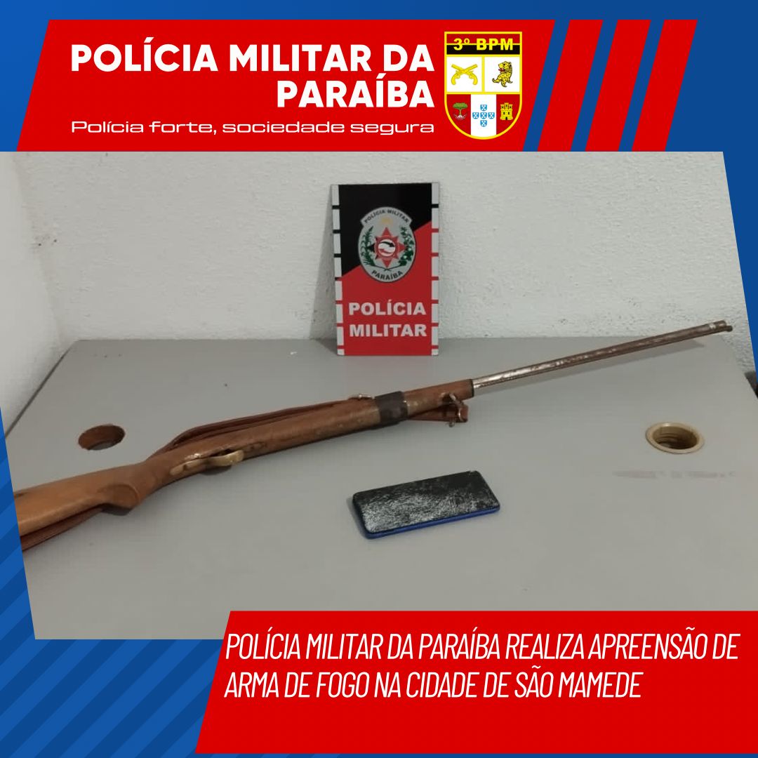 Polícia Militar da Paraíba realiza apreensão de arma de fogo na cidade de São Mamede