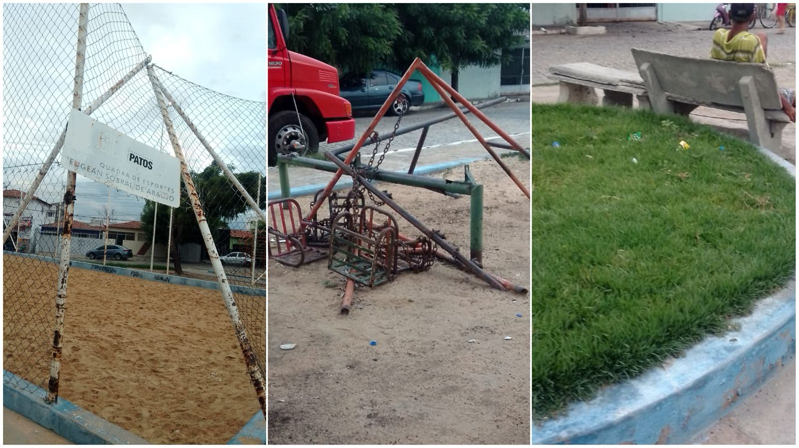 Moradores denunciam abandono e deterioração da praça no Bairro da Liberdade em Patos; Prefeitura promete ações de revitalização