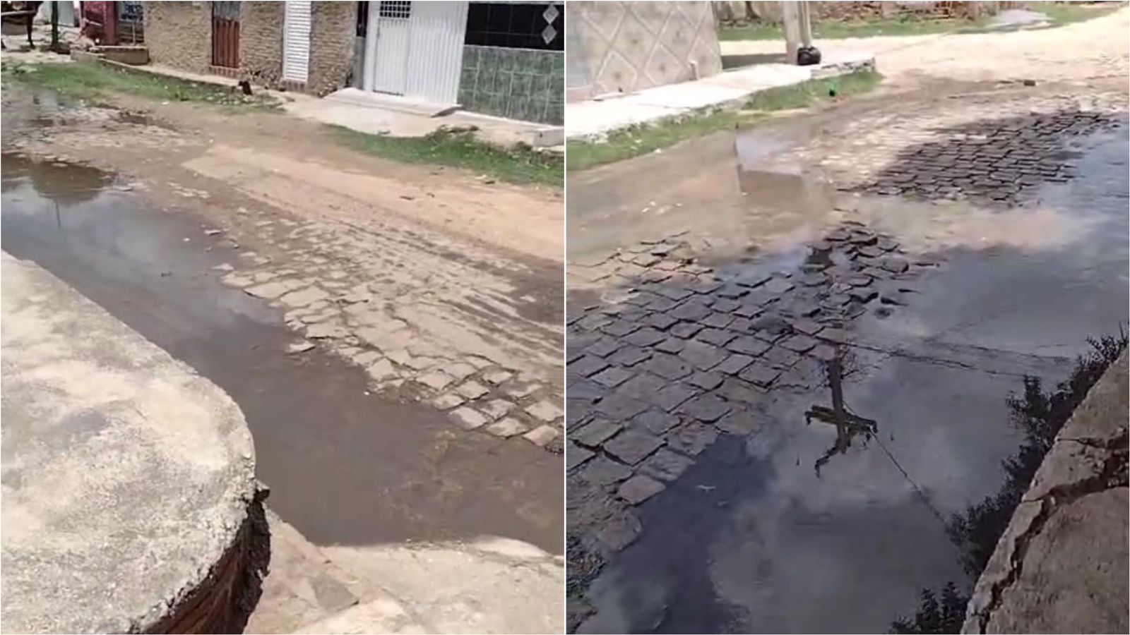 Moradores cobram providências para galeria estourada na Rua Pedro Rosa, em Patos; prefeitura diz que serviços estão no cronograma