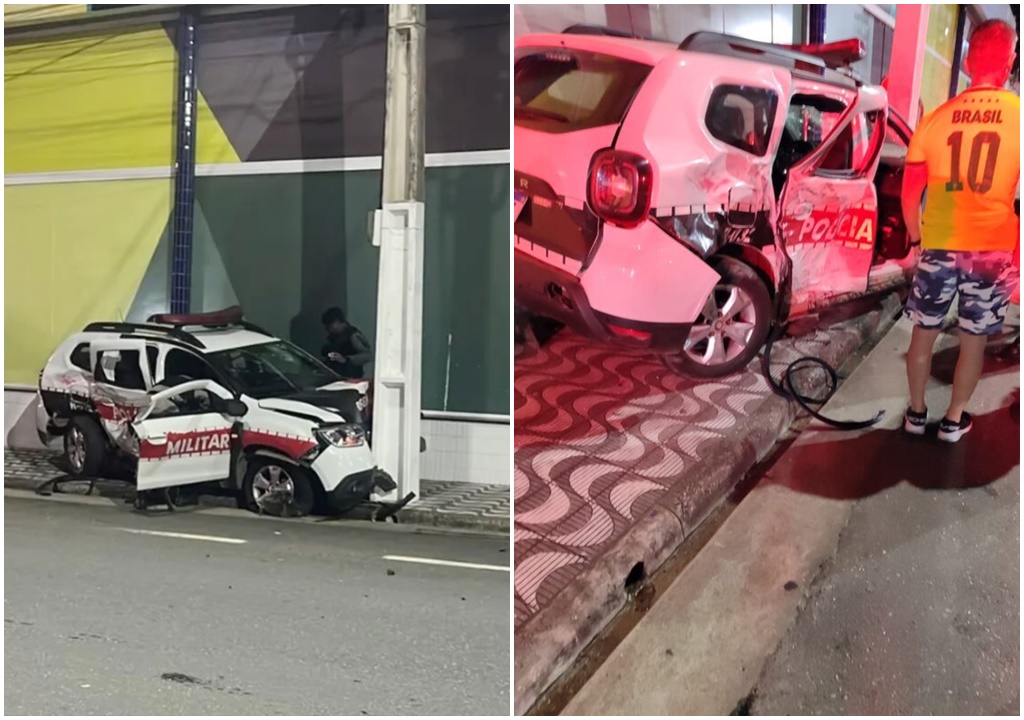 Acidente entre viaturas da PM durante perseguição deixa cinco militares feridos em CG