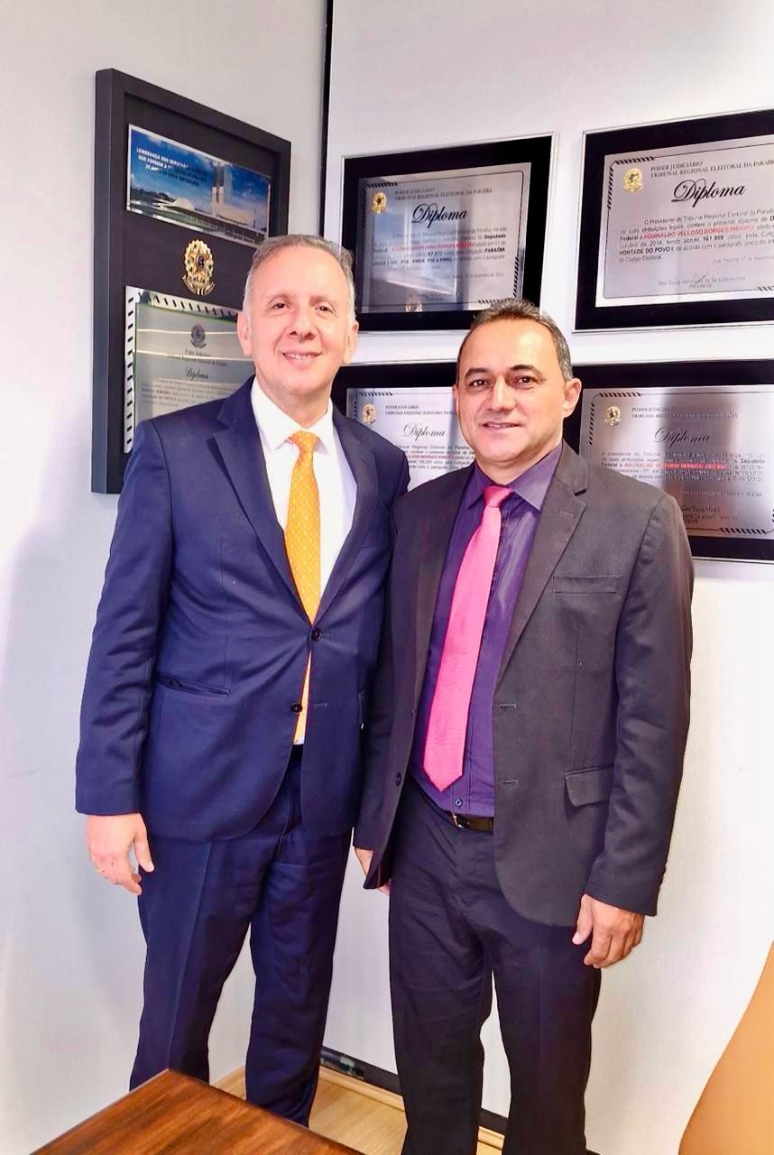 Prefeito de Salgadinho, Marcos Alves, cumpre agenda em Brasília e visita gabinete do deputado federal Aguinaldo Ribeiro