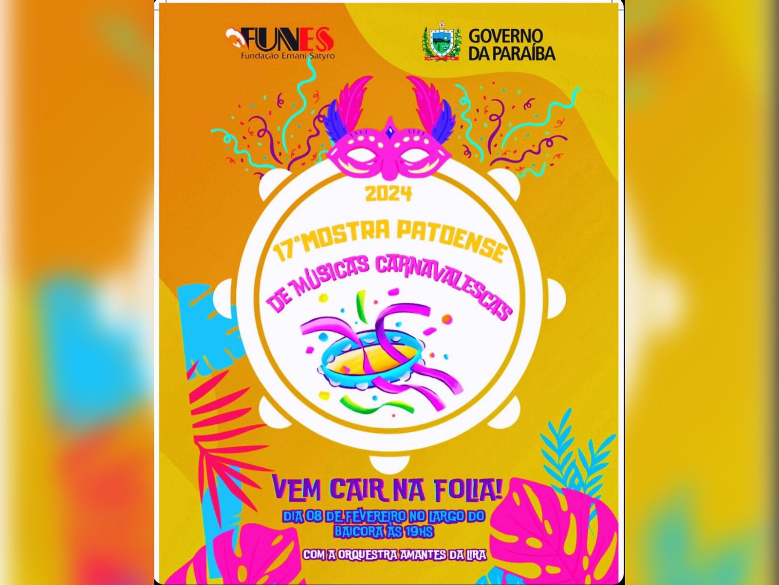 Pré-Carnaval de Patos-PB: Mostra Patoense de Músicas Carnavalescas promete agitar foliões nesta quinta-feira (08)