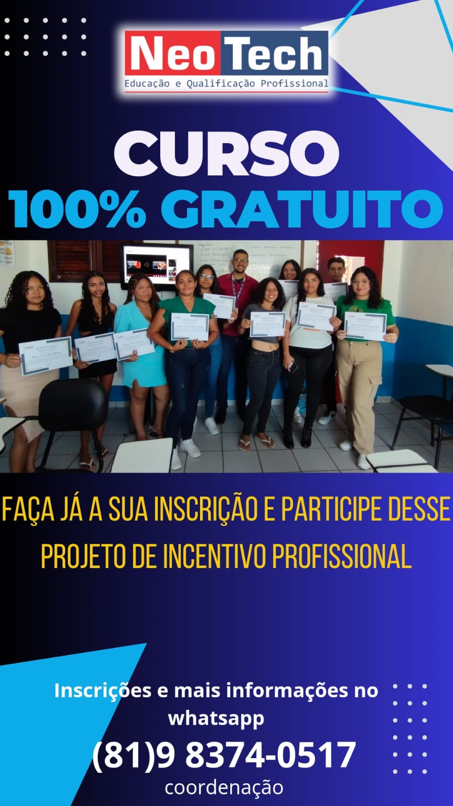 Transforme sua Carreira em Patos-PB com a NeoTech! Curso Gratuito de Capacitação Profissional!