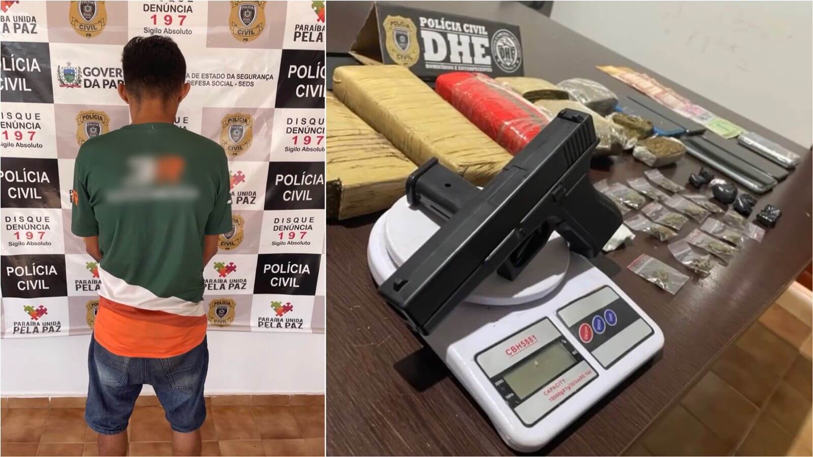 DHE prende homem em flagrante em Patos e apreende entorpecentes avaliados em cerca de R$ 8 mil que seriam comercializados no Carnaval