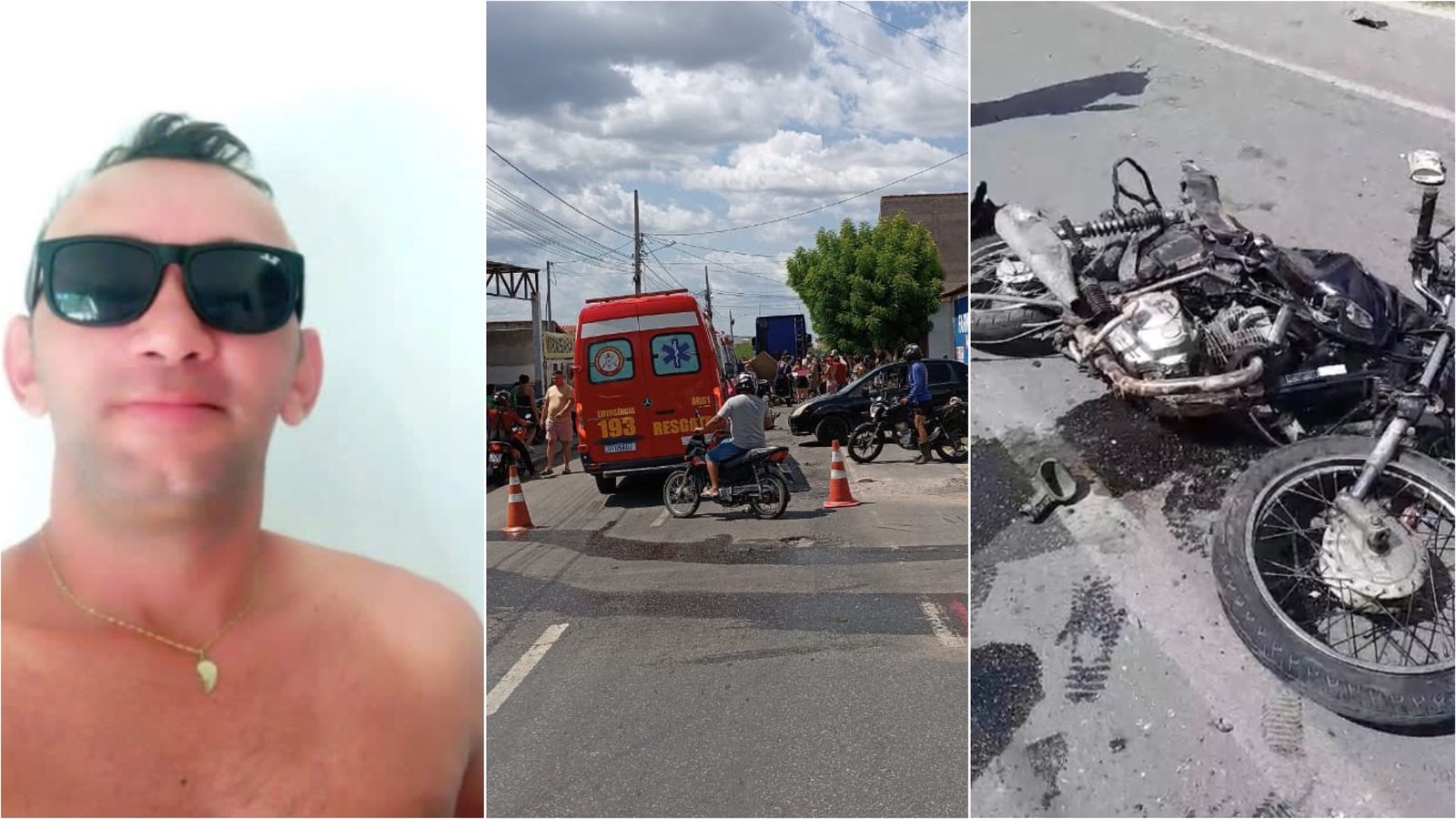 Homem fica gravemente ferido em colisão entre moto e caminhão na tarde deste domingo (11) no bairro Monte Castelo, em Patos