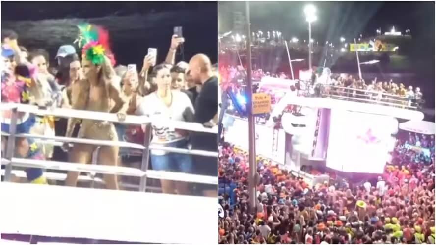 Trio elétrico de Ivete Sangalo quase tomba no meio da multidão durante o Carnaval de Salvador e cantora para circuito