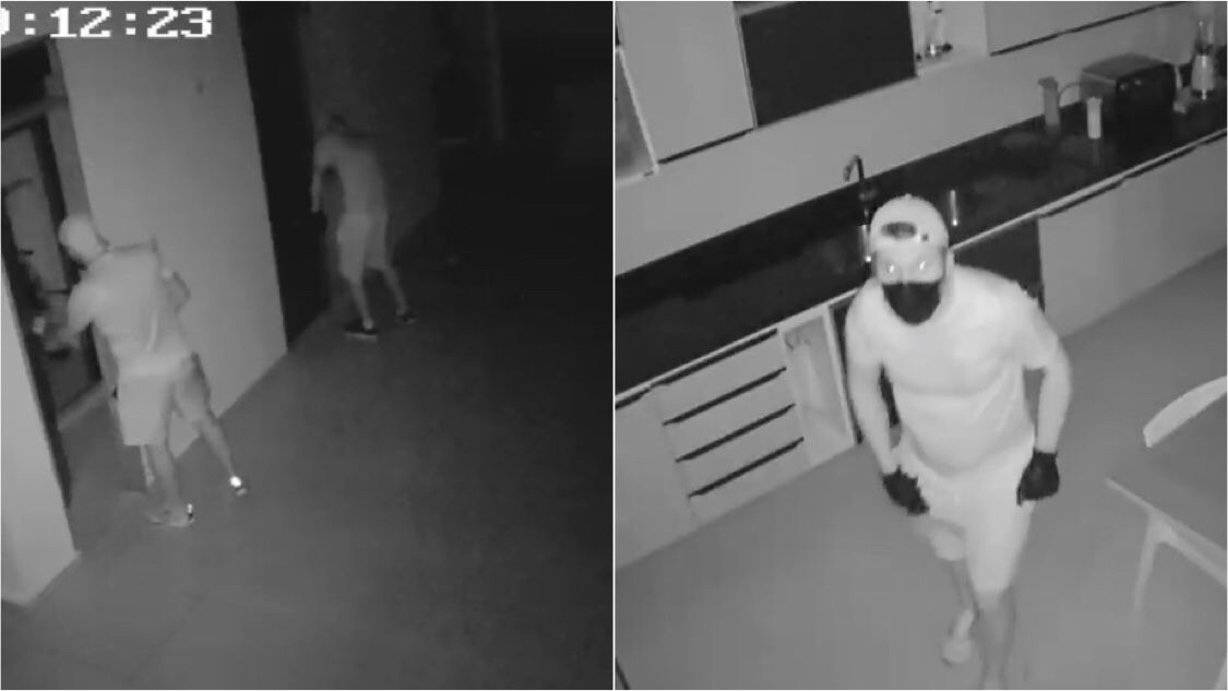 Imagens de câmeras de segurança mostram invasão em condomínio de luxo na cidade de Patos; confira