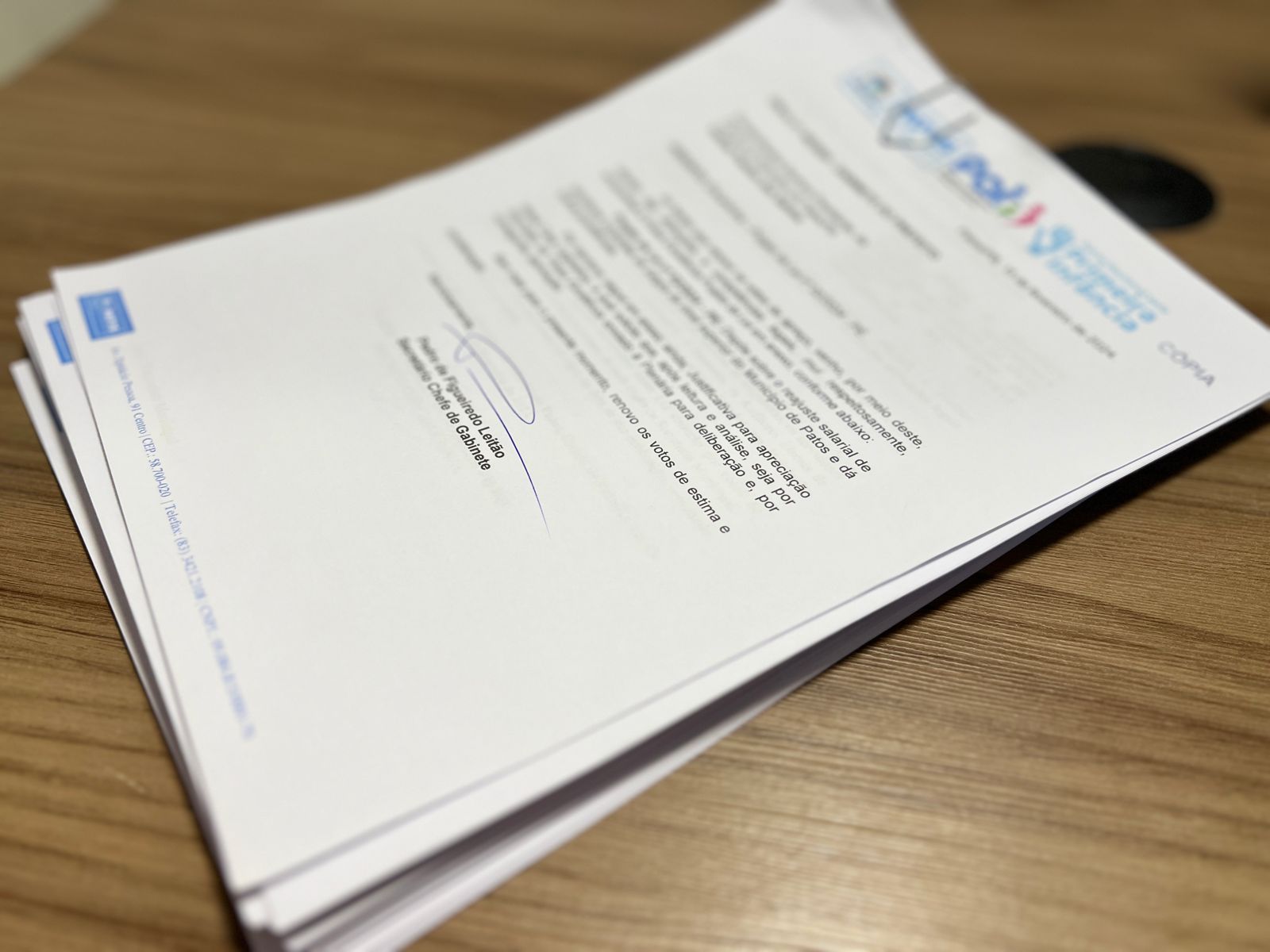 Projetos de Lei que tratam de reajuste salarial, de autoria do Poder Executivo de Patos, são protocolados na Câmara