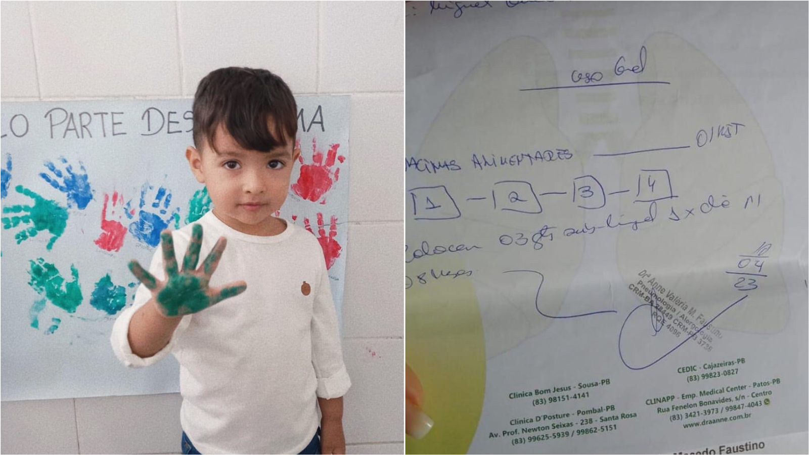 Em Patos: Família faz campanha para garoto de 3 anos que está internado na UTI e precisa tomar vacinas que custam R$ 1.300 cada