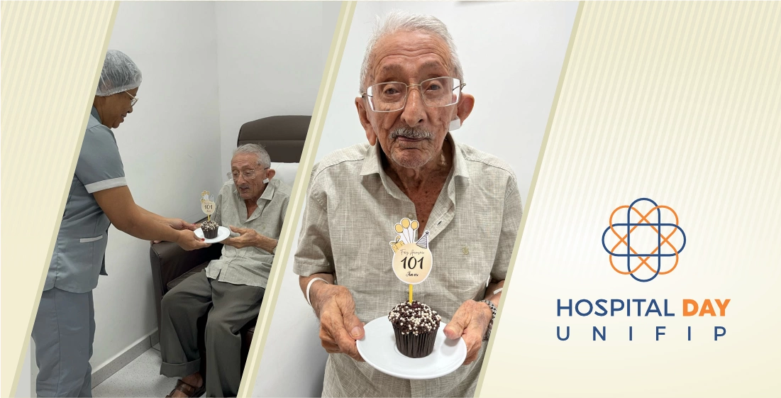 Paciente de 101 anos passa por cirurgia no Hospital Day, em Patos, e ganha homenagem da equipe de saúde