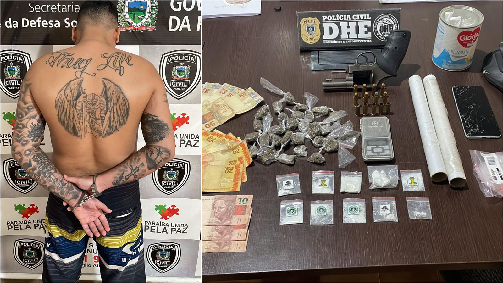 DHE prende jovem em flagrante por tráfico de drogas e porte ilegal de arma de fogo no bairro Sete Casas, em Patos