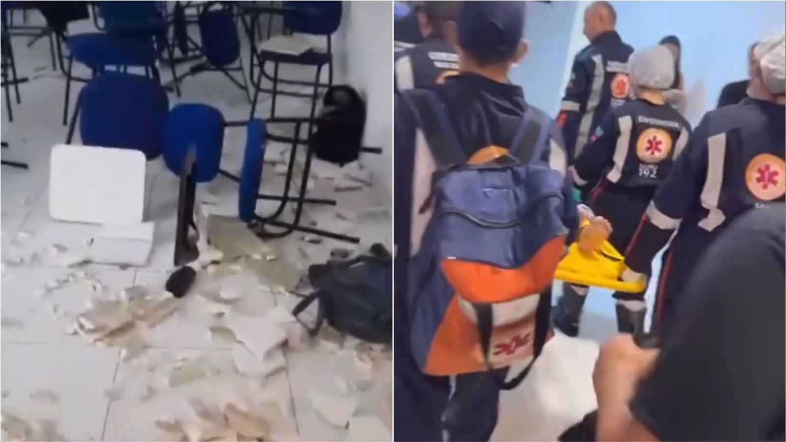 Perigo: Teto de sala de aula desaba em faculdade de Cajazeiras após forte chuva acompanhada de ventos e deixa alunos feridos