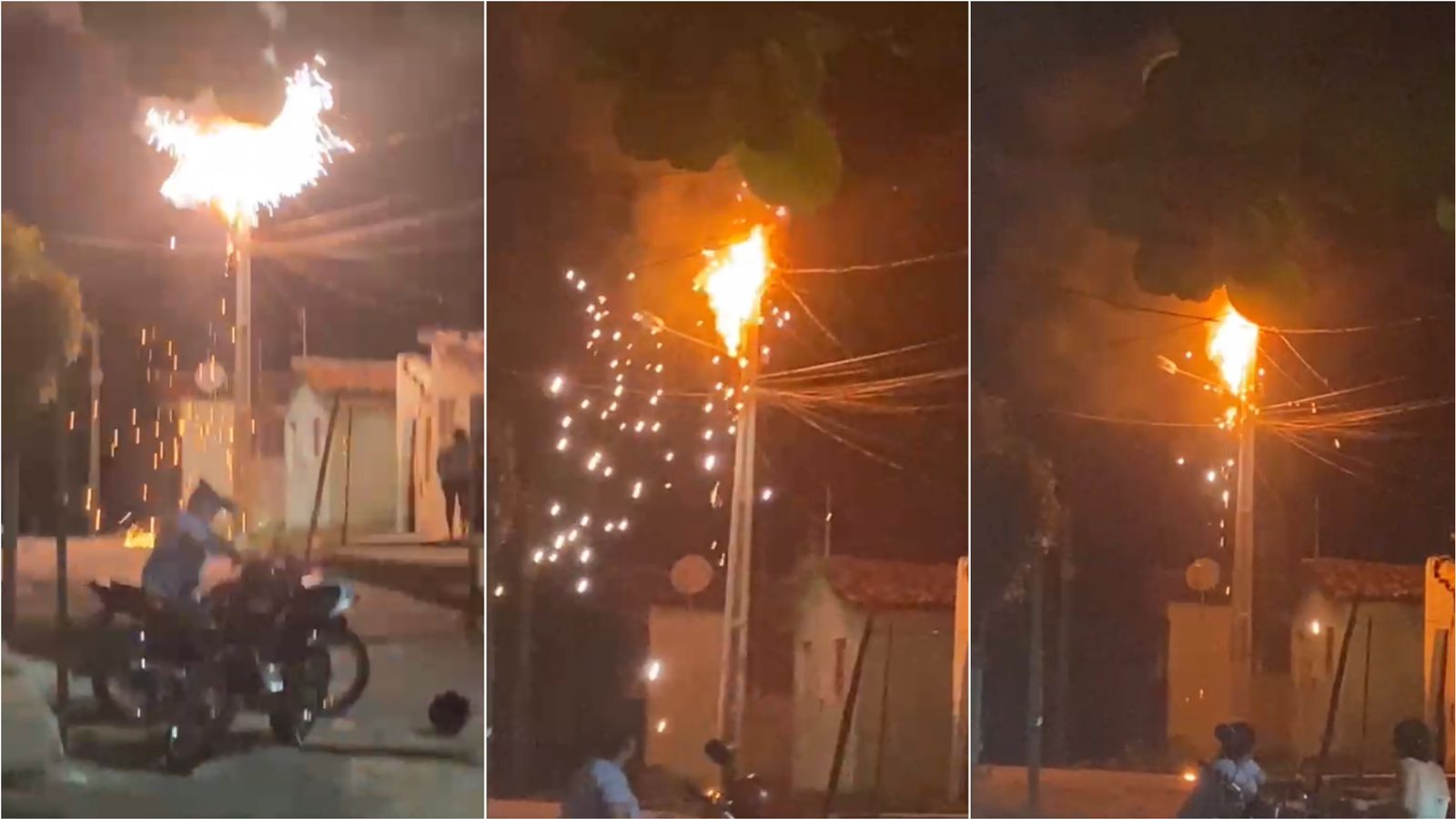 Incêndio em poste causa pânico em moradores na Rua do Meio, em Patos; veja vídeo