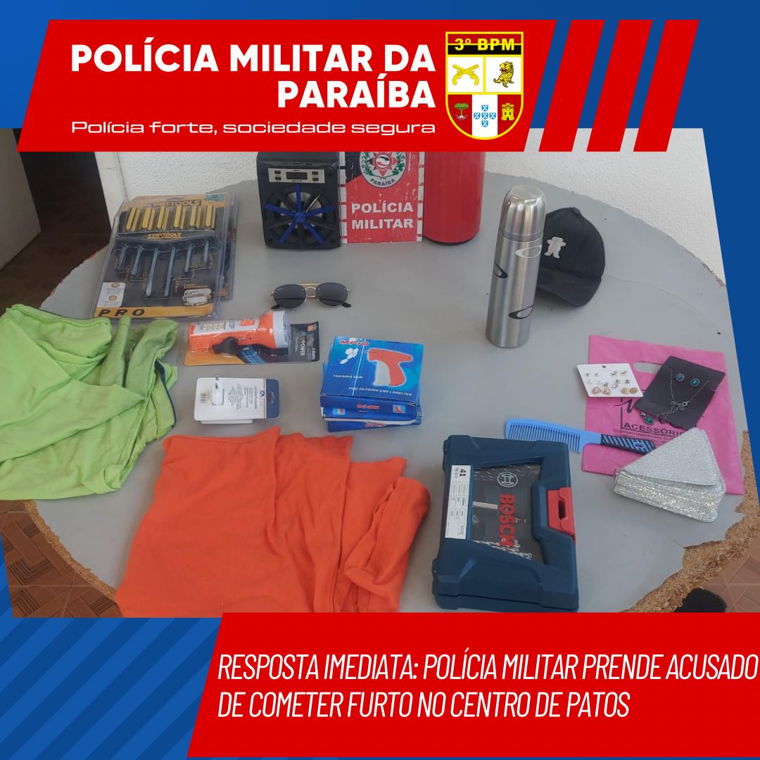 Resposta Imediata: Polícia Militar prende acusado de cometer furto no Centro de Patos