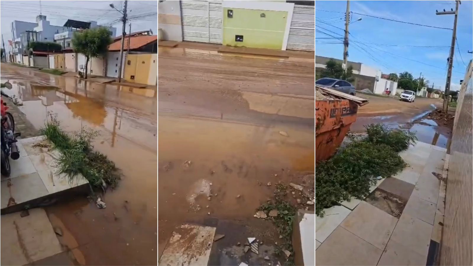 Moradora da Rua Manoel Torres, no Salgadinho, reclama de alagamentos em asfalto recém-concluído; Prefeitura diz que empresa foi notificada