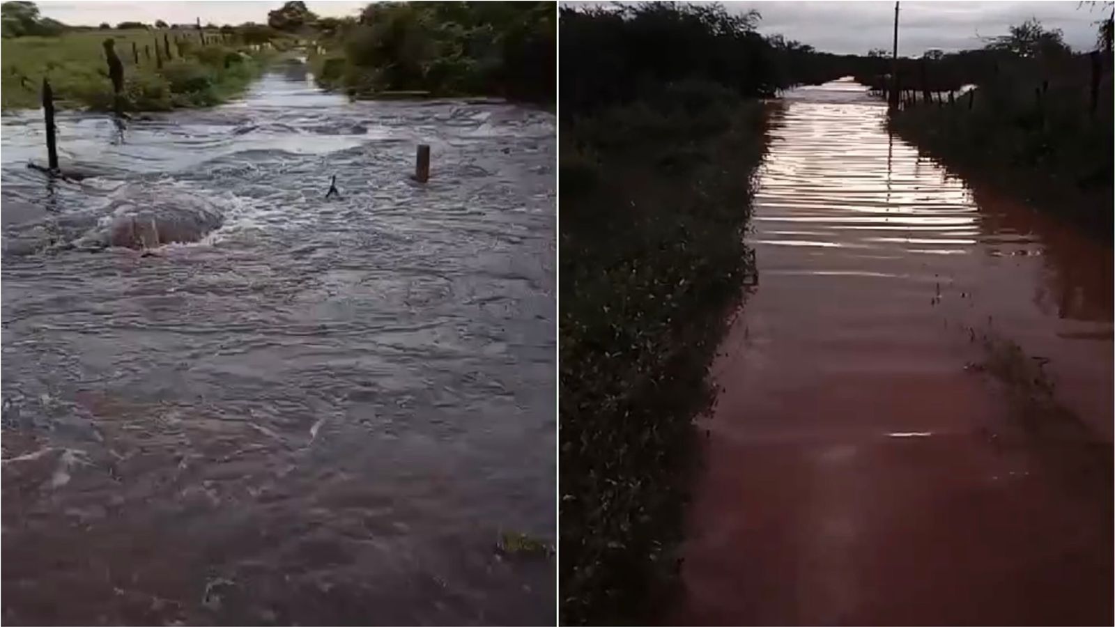 Mananciais transbordando e riachos em cheia seguem levando muita água para o Açude do Jatobá, em Patos; veja imagens