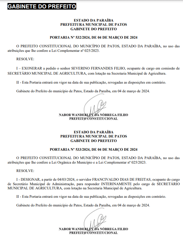 Dança das cadeiras: Ferré Maxixe pede exoneração da Secretaria de Agricultura mais uma vez e volta à Câmara Municipal