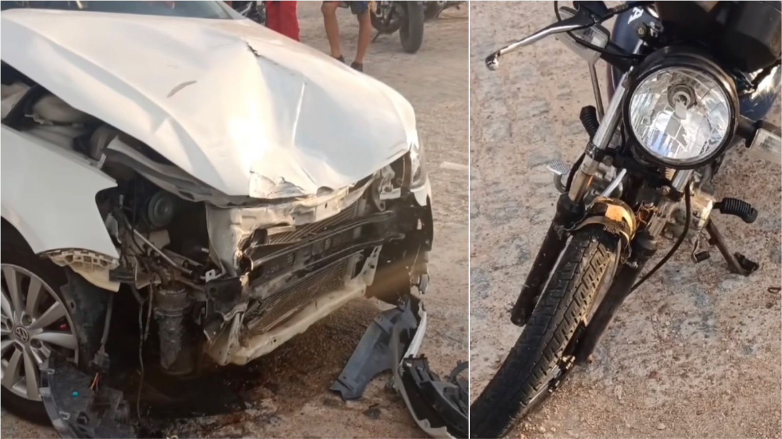 Acidente na BR-361: colisão entre carro e moto deixa casal ferido em Piancó