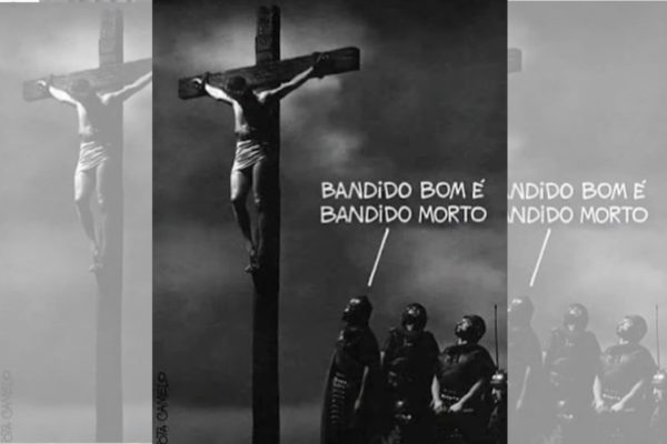 MTST causa polêmica ao publicar imagem de Jesus Cristo na Cruz com frase: “Bandido bom é bandido morto”