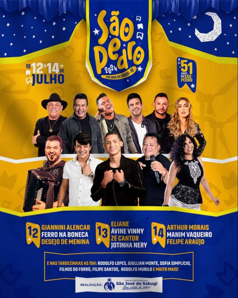 Com atração nacional e destaque para valorização do forró, São José do Sabugi divulga programação do São Pedro 2024