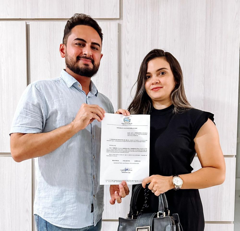 Prefeito de Malta, Igor Rosa, nomeia Vanessa Félix como secretária Municipal de Assistência Social