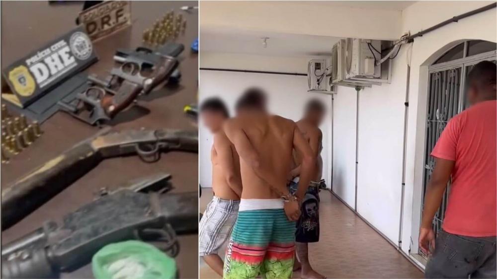 Operação conjunta da DHE e DRF prende quatro integrantes de facção que planejavam ataque e apreende armas, na Comunidade Beiral, em Patos