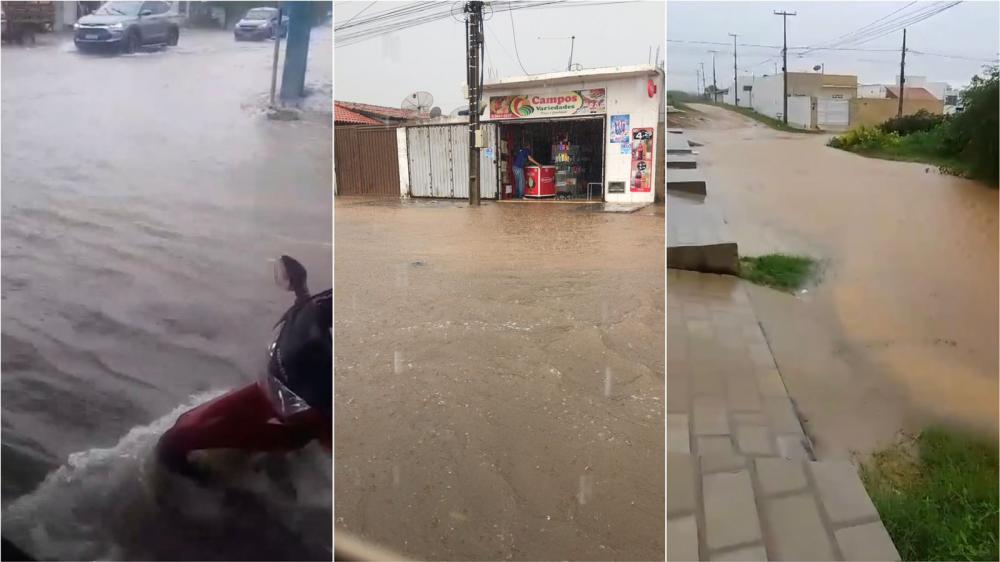 Chuva forte provoca alagamentos em diversos pontos da cidade de Patos na tarde desta quarta-feira (10); veja vídeo