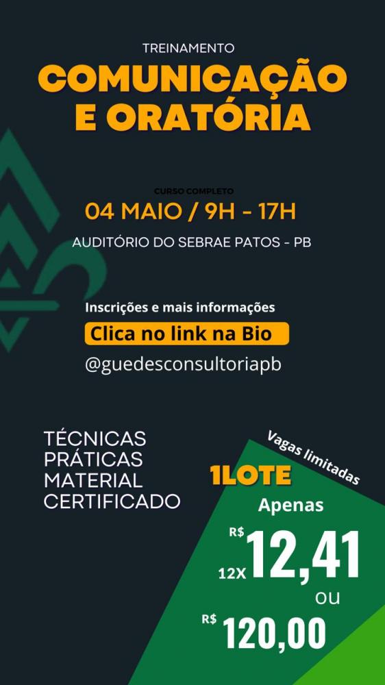 Treinamento de Comunicação e Oratória promete transformar vidas em Patos