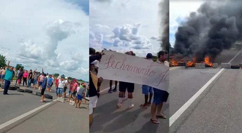 Agricultores protestam fechando a BR-230 em Sousa em meio a preocupações com as comportas do Açude Engenheiro Avidos