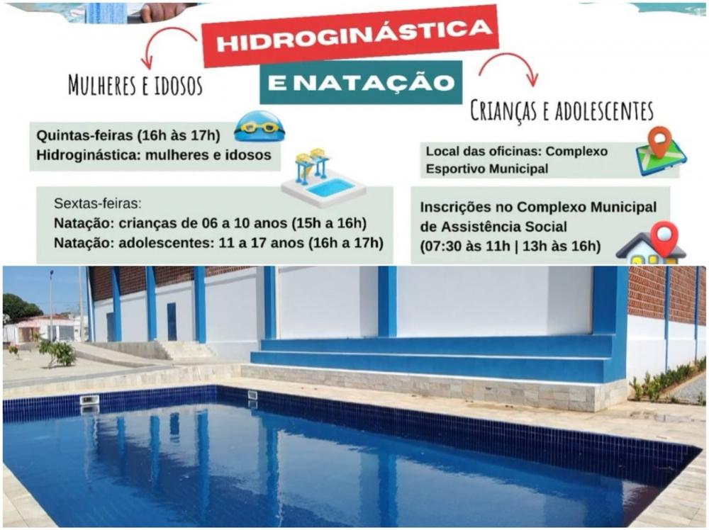 Secretaria Municipal de Desenvolvimento Social anuncia a abertura das inscrições para oficinas de Hidroginástica e Natação em Quixaba-PB