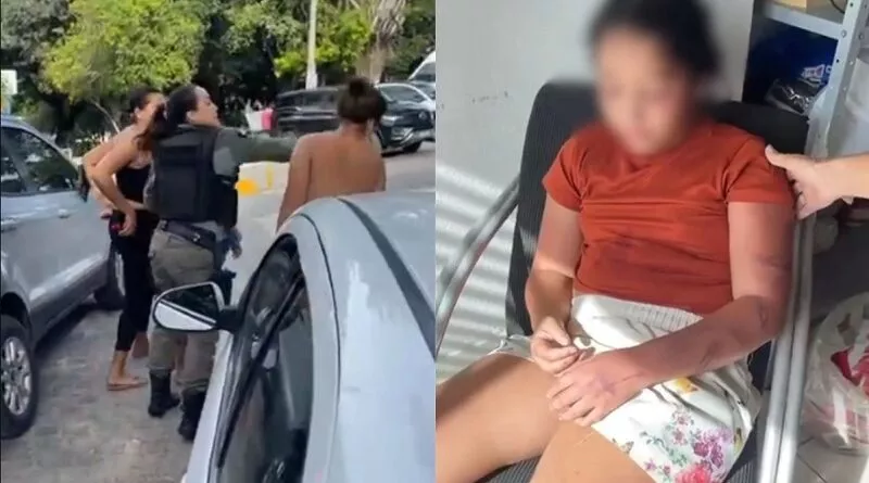 Mulher espanca filha adolescente e leva tapa de policial ao ser detida, em Pernambuco; veja vídeo