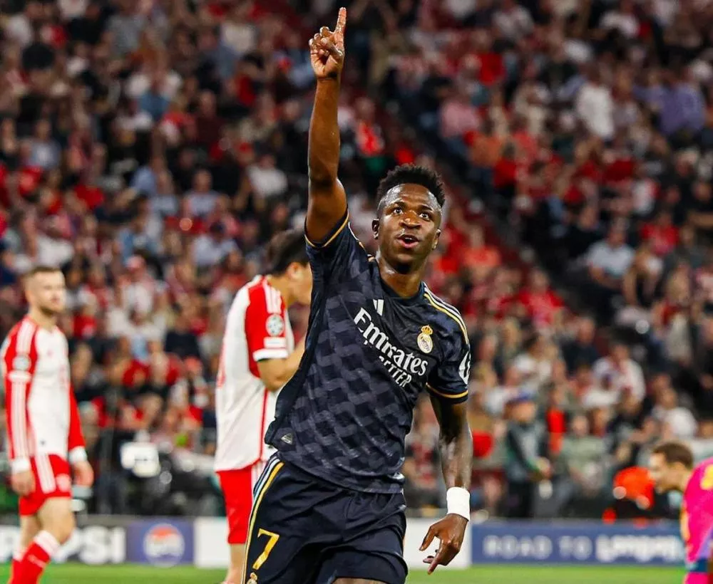 Vini Jr. brilha, Real Madrid empata com Bayern na Alemanha e fica a uma vitória em casa para ir à final da Champions