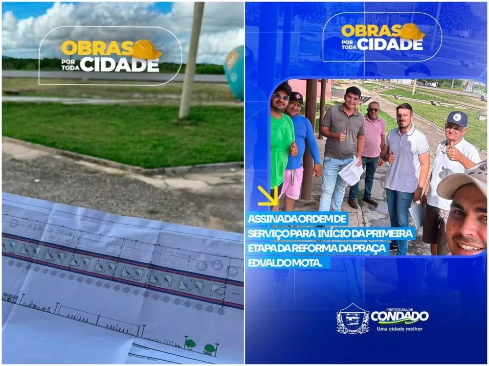 Prefeitura Municipal de Condado assina ordem de serviço para Início da primeira etapa de reforma da Praça
