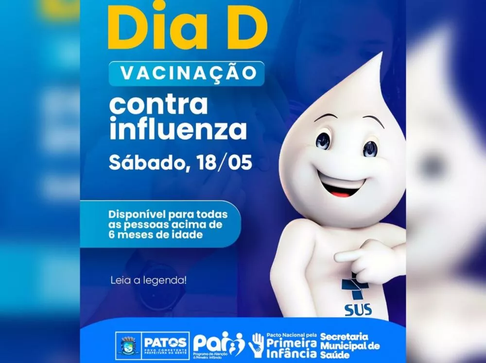Dia D de vacinação contra a gripe acontece neste sábado em Patos; veja locais de vacinação